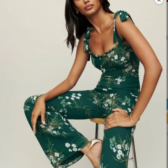 Reformation Alfred Jumpsuit in Buena Green- Size 8 - Picture 2 of 3